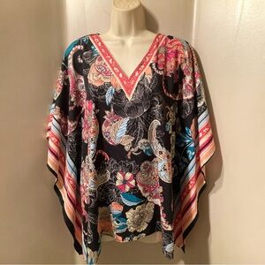 Spense Multicolor Floral V-Neck Poncho
